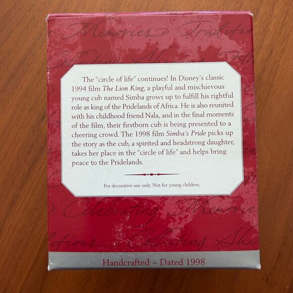 NIB 1998 Hallmark Keepsake "Simba & Nala" Christmas Ornament – The Lion King - Picture 3 of 4